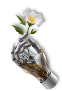 Robot Hand Flower Badge